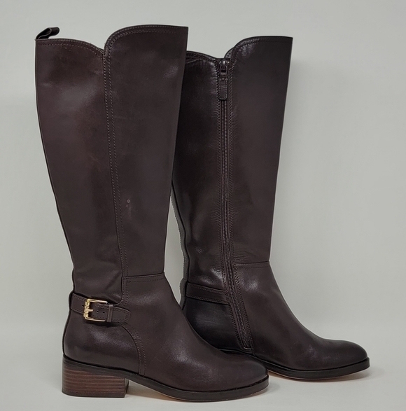 Cole Haan Women's Hayes Tall Riding Boot Size 5.5B Brown Leather Flat Equestrian - Picture 1 of 14